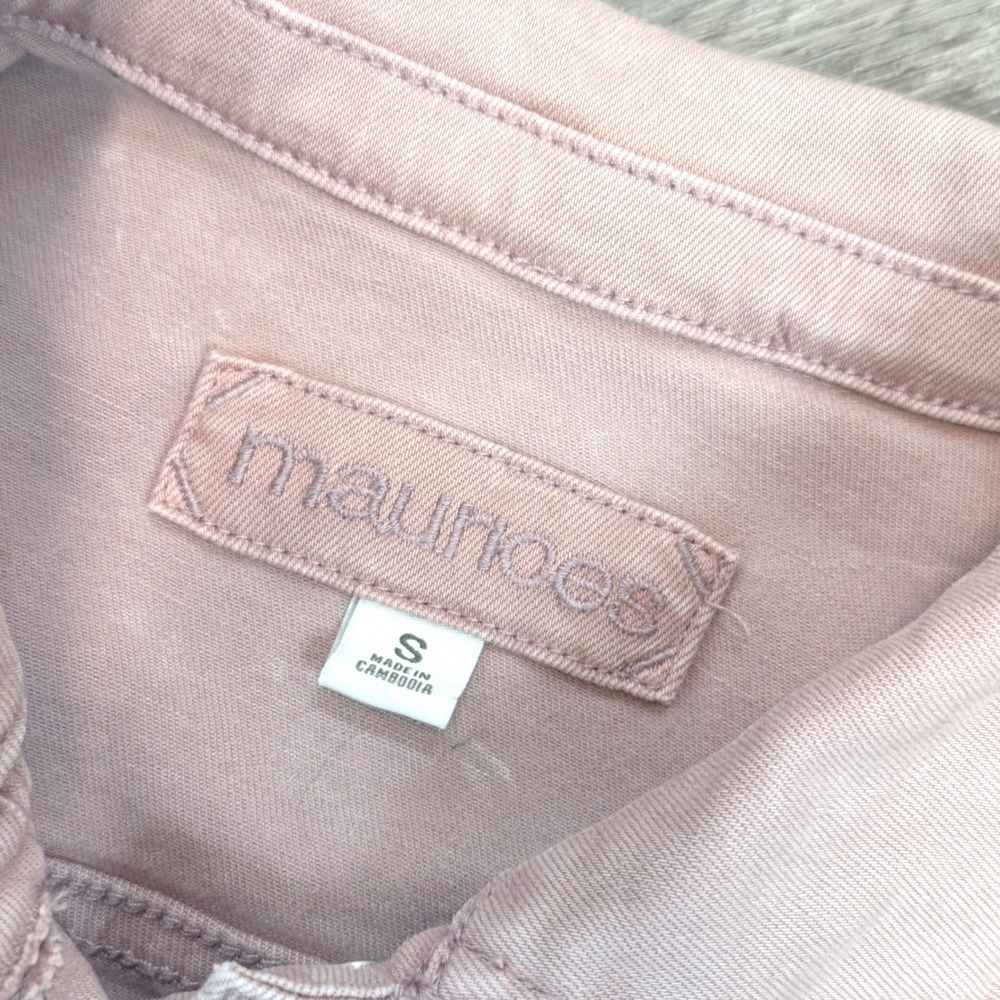 Maurices Womens Pink Denim Jacket Stretch Trucker Jean Coat Size S Small - Picture 3 of 8